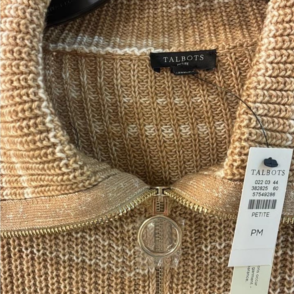 NWT Talbots Speckled Space Dye Half Zip Pullover Sweater SZ MP - Picture 3 of 4